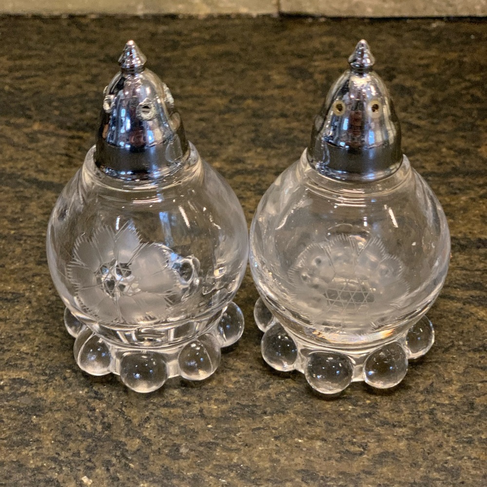 IMPERIAL & CORNFLOWER | Pair of Glass Candlewick Salt & Pepper Shakers